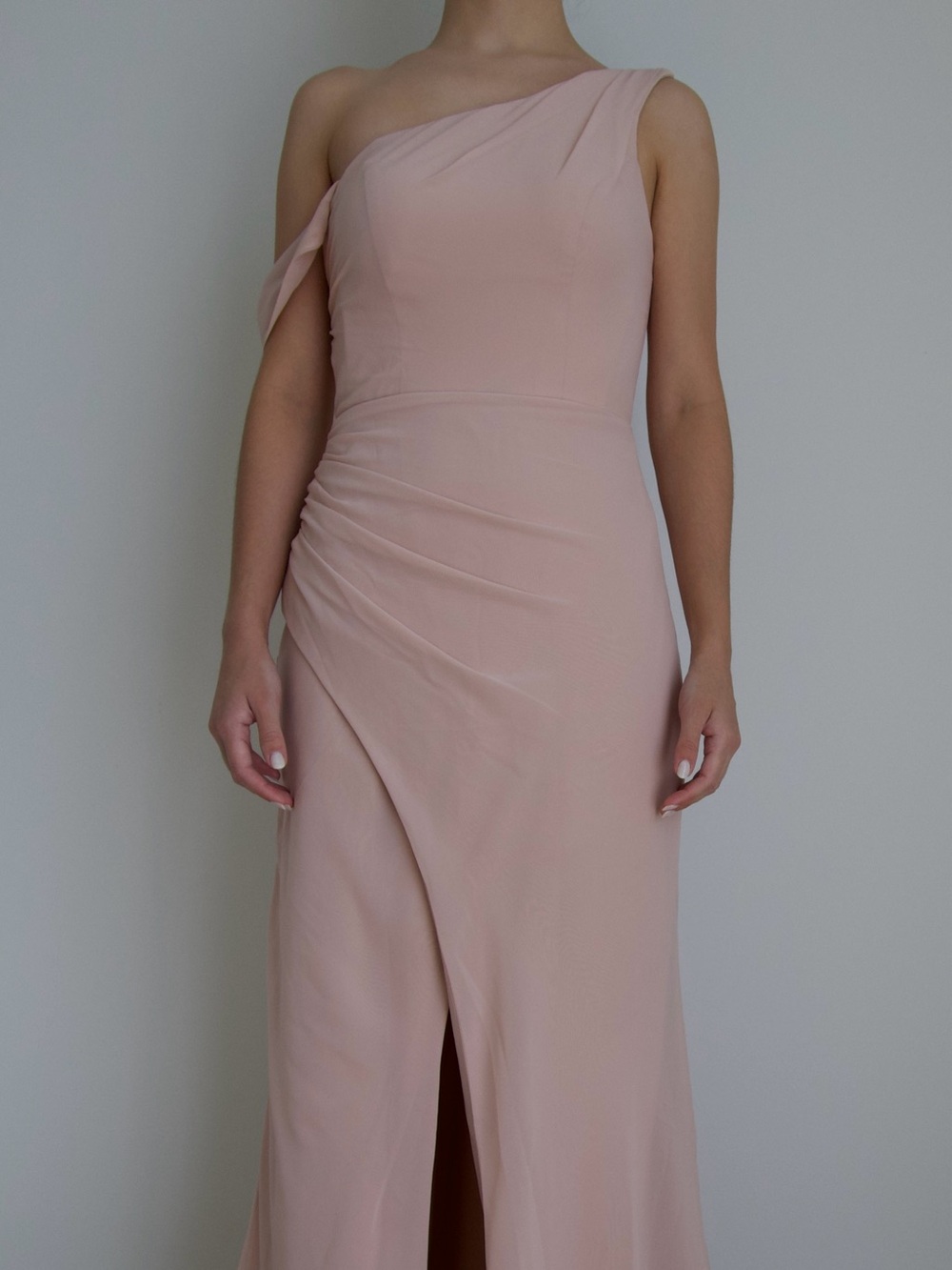 Azazie Madelyn one shoulder dress, bridesmaids, pink - English Rose, Chiffon
